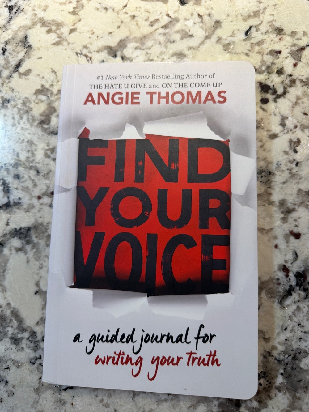 Find Your Voice Guided Journal by Angie Thomas - Red & Black Cover